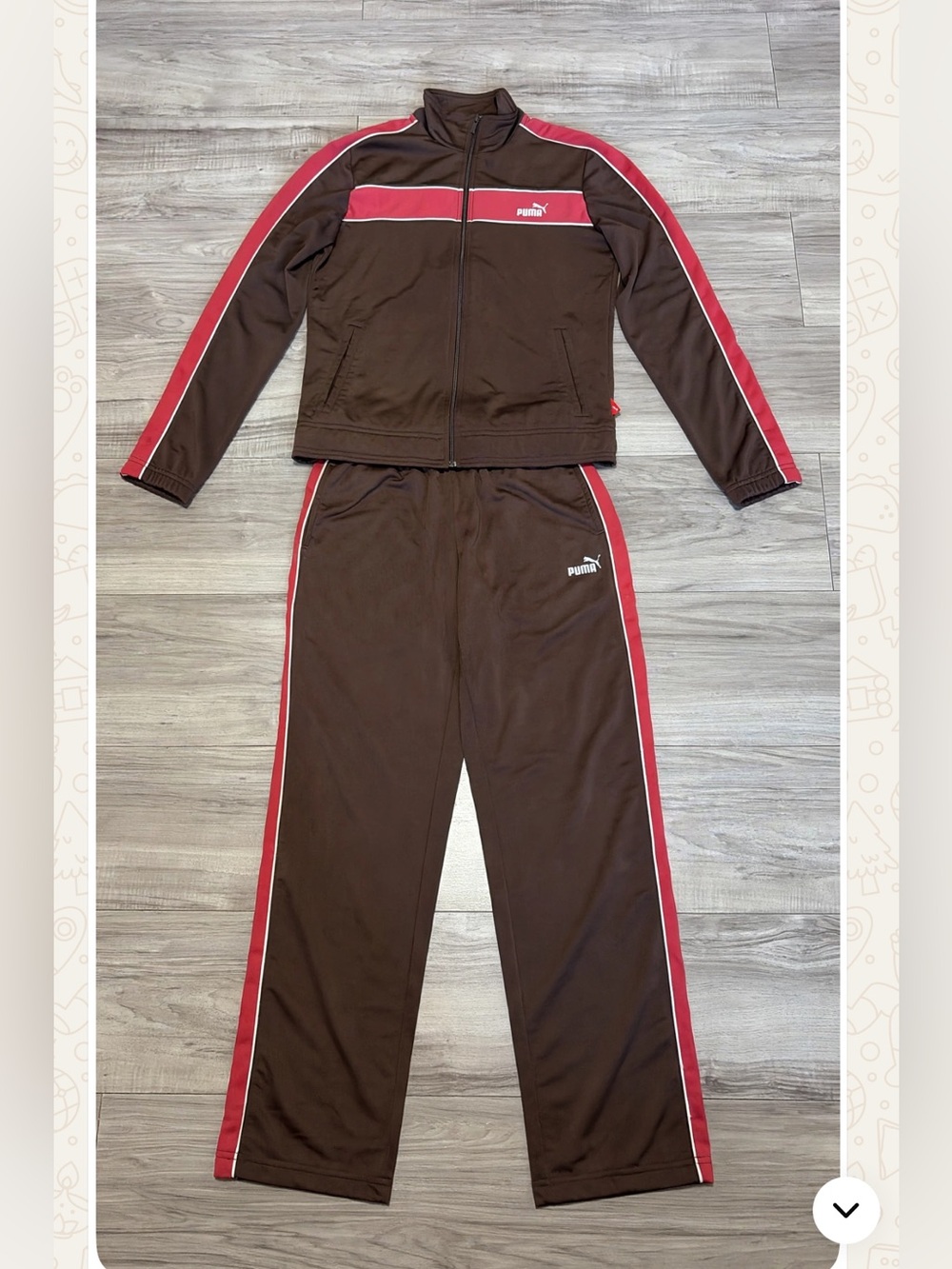 PUMA Vintage Track Suit Women's S - Brown Red Y2K Track Jacket Pants Set